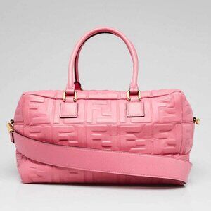 Fendi Rosa Embossed FF Leather Bauletto Piccolo 1974 Bag 8BL141